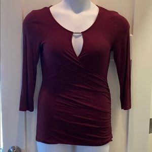 INC Maroon Faux Wrap Top